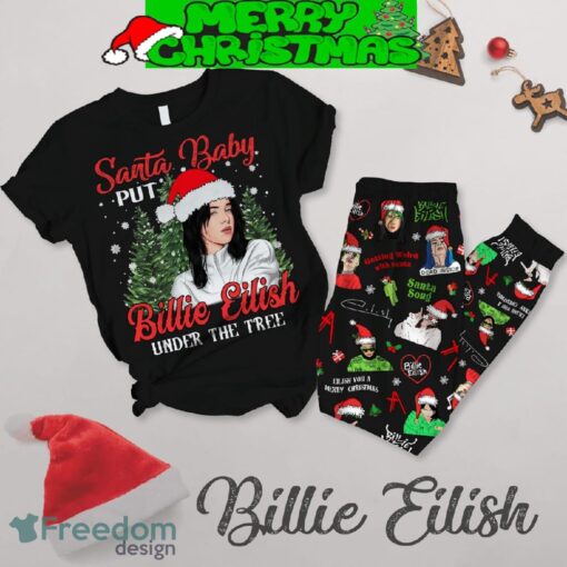 Billie Eilish Under The Tree Christmas Fleece Pajamas Set Gift Family - Billie Eilish Under The Tree Christmas Fleece Pajamas Set-1