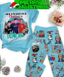 Blink 182 All I Want For Christmas Is Blink 182 Jingle Bell Rock Sat It Ain’t Snow Winter Holiday Fleece Pajama Sets All Over Print Christmas Gift - 310724-141804