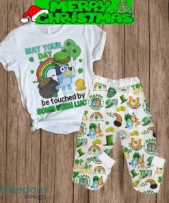 Bluey May Your Day Be Touched By Some Irish Luck Fleece Pajamas Set White Design Christmas For Family - Bluey May Your Day Be Touched By Some Irish Luck Fleece Pajamas Set White Design-1