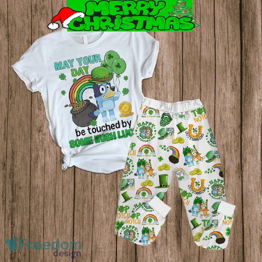 Bluey May Your Day Be Touched By Some Irish Luck Fleece Pajamas Set White Design Christmas For Family - Bluey May Your Day Be Touched By Some Irish Luck Fleece Pajamas Set White Design-1