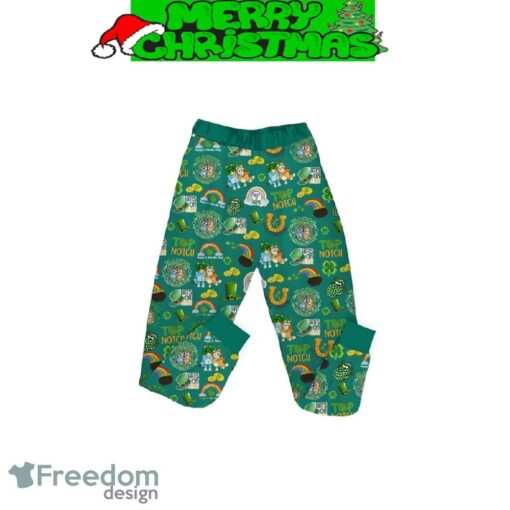 Bluey May Your Day Be Touched By Some Irish Luck Green Version Fleece Pajamas Set For Women Gift Christmas - Bluey May Your Day Be Touched By Some Irish Luck Green Version Fleece Pajamas Set-3