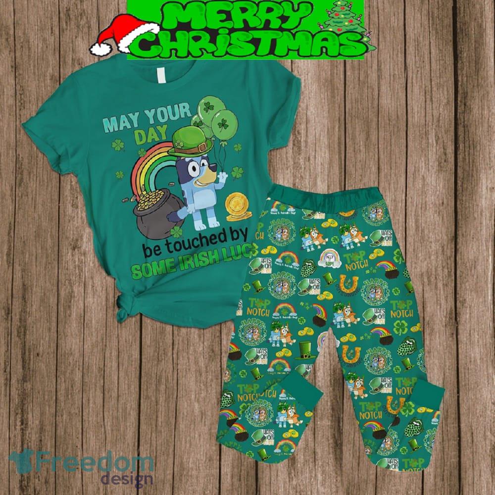 Bluey May Your Day Be Touched By Some Irish Luck Green Version Fleece Pajamas Set For Women Gift Christmas - Bluey May Your Day Be Touched By Some Irish Luck Green Version Fleece Pajamas Set-1