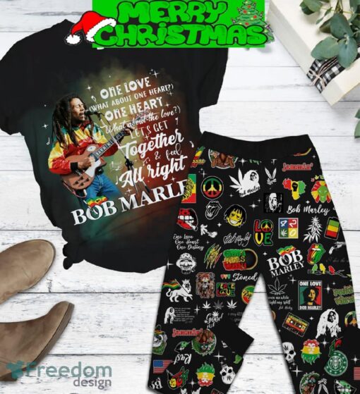 Bob Marley One Love True Love Fleece Pajamas Set All Over Print Christmas Gift - Bob Marley One Love True Love Fleece Pajamas Set-1