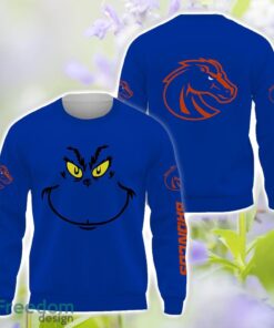 Boise State Broncos Grinch Face All Over Printed 3D T-Shirt Sweatshirt Hoodie Product Photo 2