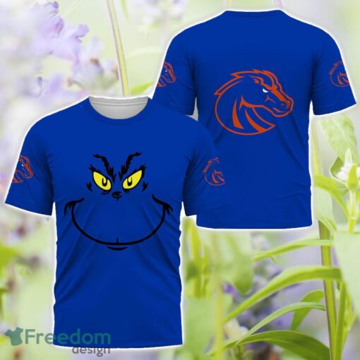 Boise State Broncos Grinch Face All Over Printed 3D T-Shirt Sweatshirt Hoodie Product Photo 3