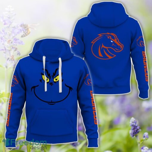 Boise State Broncos Grinch Face All Over Printed 3D T-Shirt Sweatshirt Hoodie Product Photo 1