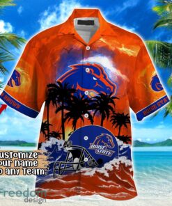 Boise State Broncos NCAA Hawaiian Shirt Coconut Tree Waves Beach Hawaii Shirt Custom Name For Fans Product Photo 2