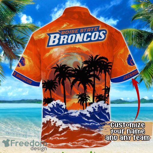 Boise State Broncos NCAA Hawaiian Shirt Coconut Tree Waves Beach Hawaii Shirt Custom Name For Fans Product Photo 3