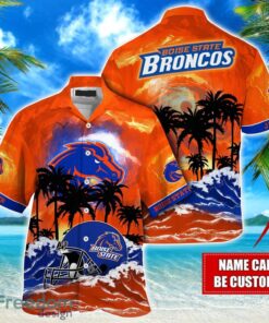 Boise State Broncos NCAA Hawaiian Shirt Coconut Tree Waves Beach Hawaii Shirt Custom Name For Fans