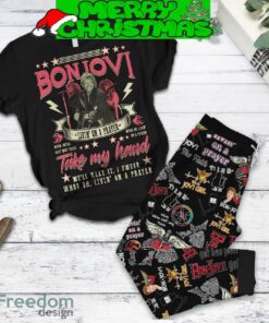 Bon Jovi Livin’ On A Prayer Take My Hand Fleece Pajamas Set Full Print Christmas For Women - Bon Jovi Livin’ On A Prayer Take My Hand Fleece Pajamas Set-1