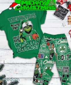 Boston Celtics Grinch They Hate Us Christmas Fleece Pajamas Set For Women Gift Christmas - Boston Celtics Grinch They Hate Us Christmas Fleece Pajamas Set-2