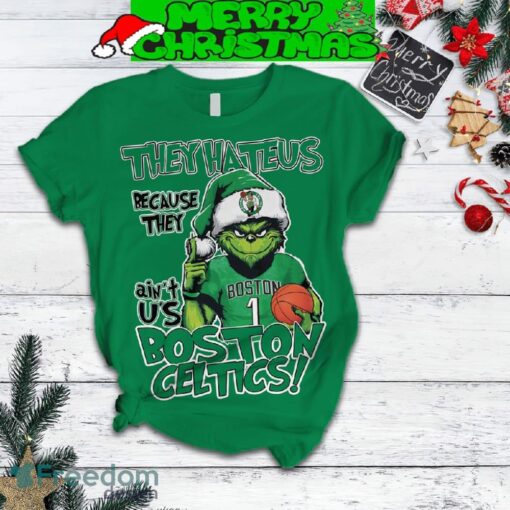 Boston Celtics Grinch They Hate Us Christmas Fleece Pajamas Set For Women Gift Christmas - Boston Celtics Grinch They Hate Us Christmas Fleece Pajamas Set-3