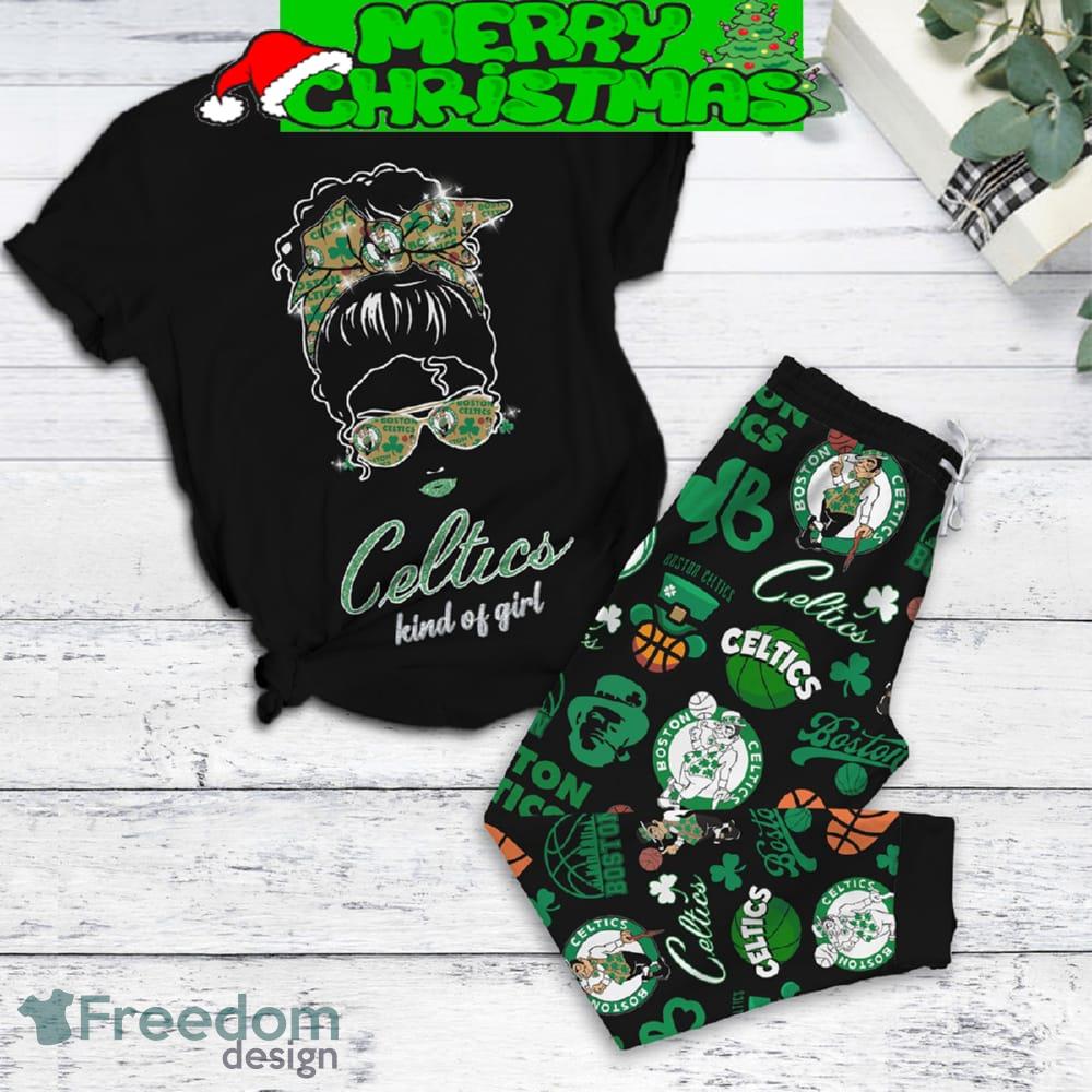 Boston Celtics Kind Of Girls Fleece Pajamas Set All Over Print Christmas Gift - Boston Celtics Kind Of Girls Fleece Pajamas Set-1