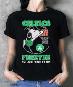 Boston Celtics Snoopy Plays Basketball Forever Not Just When We Win 2024 Shirt - Ladies T-Shirt