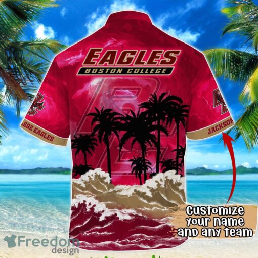 Boston College Eagles NCAA Hawaiian Shirt Coconut Tree Waves Beach Hawaii Shirt Custom Name For Fans Product Photo 3