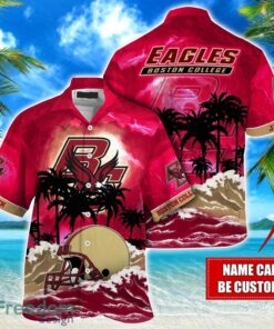 Boston College Eagles NCAA Hawaiian Shirt Coconut Tree Waves Beach Hawaii Shirt Custom Name For Fans