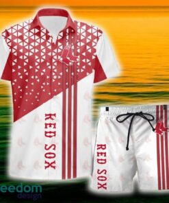 Boston Red Sox Triangle Abstract Pattern Hawaii Shirt and Shorts Summer For Beach Fans Boston Red Sox Triangle Abstract Pattern Hawaii Shirt and Shorts Summer For Beach Fans
