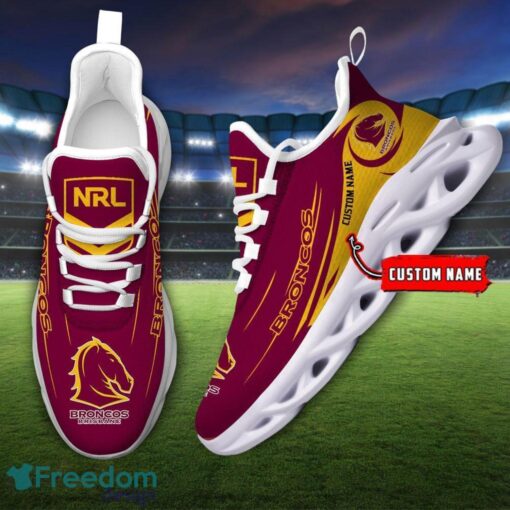 Brisbane Broncos NRL Max Soul Shoes Sneakers Sport Gift For Fans Running Shoes Custom Name Product Photo 2