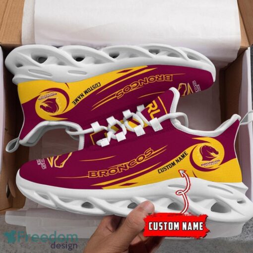 Brisbane Broncos NRL Max Soul Shoes Sneakers Sport Gift For Fans Running Shoes Custom Name Product Photo 3