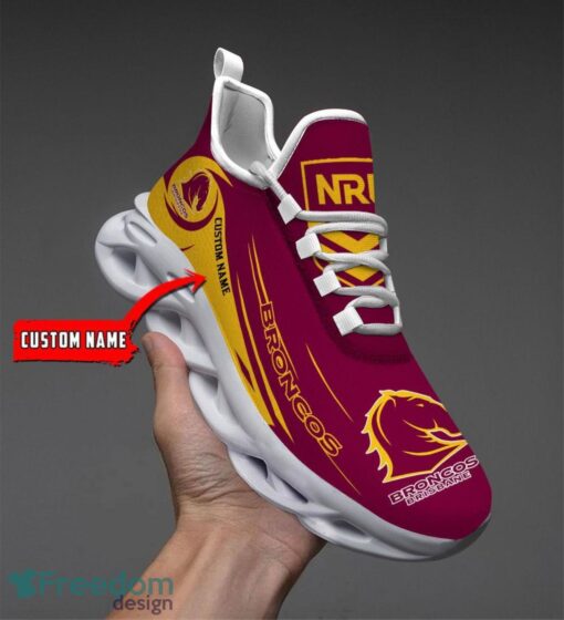 Brisbane Broncos NRL Max Soul Shoes Sneakers Sport Gift For Fans Running Shoes Custom Name Product Photo 1