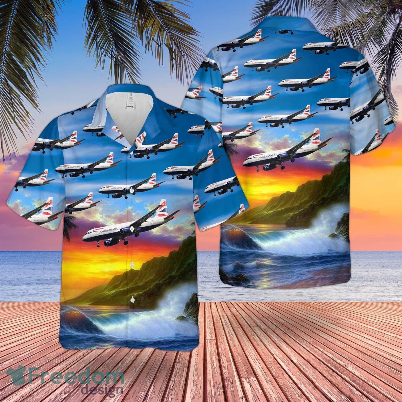 British Airways Airbus A320 200 Summer Hawaiian Shirt image British Airways Airbus A320-200 Summer Hawaiian Shirt Product Photo 1