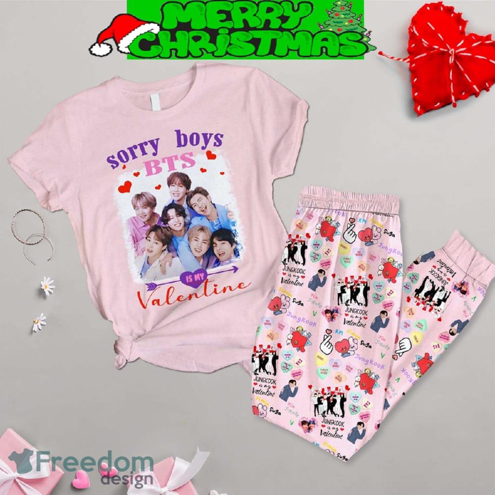 BTS Is My Valentine Fleece Pajamas Set Gift Family image BTS Is My Valentine Fleece Pajamas Set Gift Family - BTS Is My Valentine Fleece Pajamas Set-1