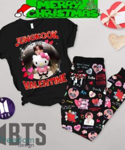 BTS Jungkook Valentine Love Black Fleece Pajamas Set For Christmas