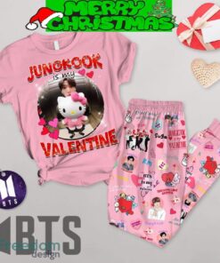 BTS Jungkook Valentine Love Pink Fleece Pajamas Set All Over Print Christmas Gift