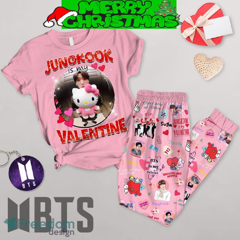 BTS Jungkook Valentine Love Pink Fleece Pajamas Set All Over Print Christmas Gift image BTS Jungkook Valentine Love Pink Fleece Pajamas Set All Over Print Christmas Gift - BTS Jungkook Valentine Love Pink Fleece Pajamas Set-1
