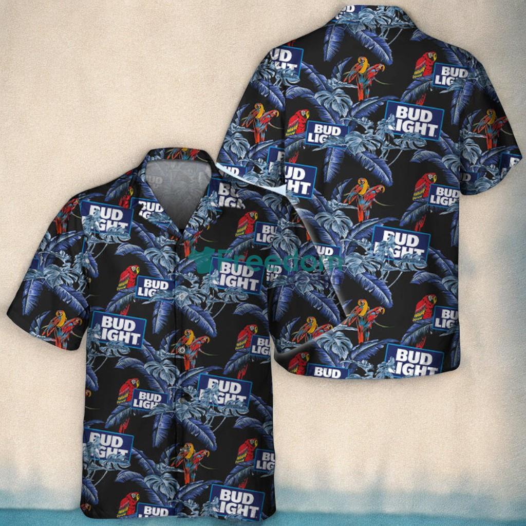 Bud Light Red Parrots Tropical Aloha Hawaiian Shirt image Bud Light Red Parrots Tropical Aloha Hawaiian Shirt Product Photo 1