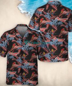 Budweiser Red Parrots Tropical Aloha Hawaiian Shirt Budweiser Red Parrots Tropical Aloha Hawaiian Shirt