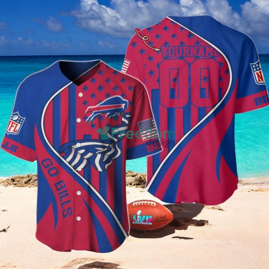 Buffalo Bills Custom Name And Number Slogan Baseball Jersey Shirt image Buffalo Bills Custom Name And Number Slogan Baseball Jersey Shirt Product Photo 1