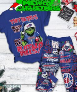 Buffalo Bills Grinch They Hate Us Christmas Fleece Pajamas Set Gift Family