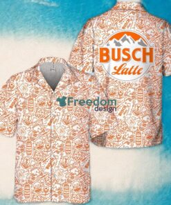 Busch Latte Summer Doodle Art Tropical Aloha Hawaiian Shirt