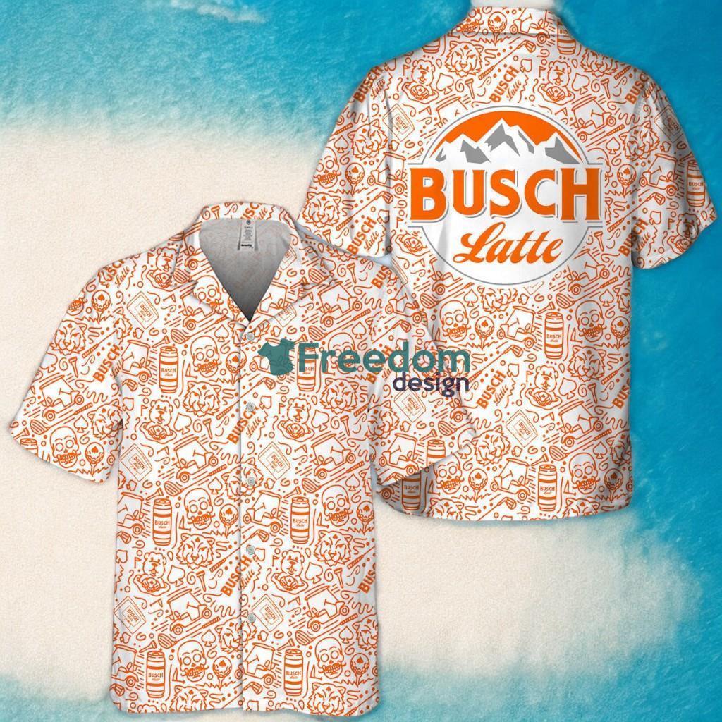 Busch Latte Summer Doodle Art Tropical Aloha Hawaiian Shirt image Busch Latte Summer Doodle Art Tropical Aloha Hawaiian Shirt Product Photo 1