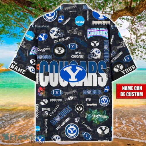 BYU Cougars Logo Hawaiian Shirt For Fans Trending Beach Shirt Custom Name Product Photo 2