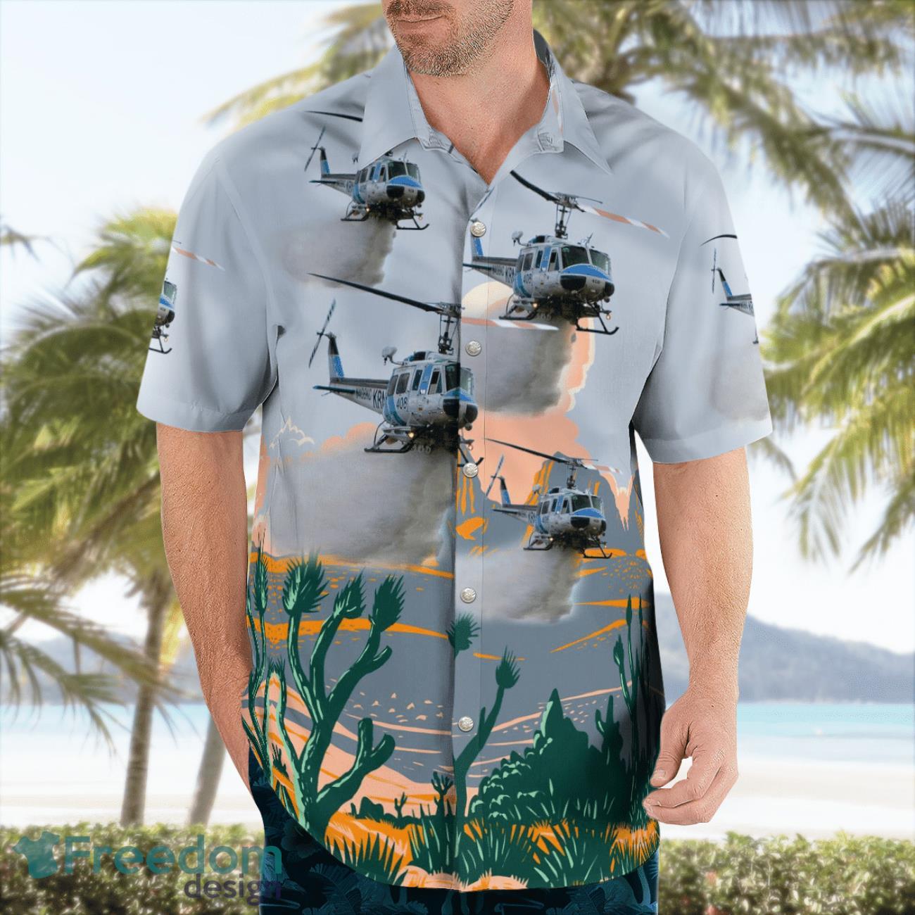 California Kern County Fire Department Bell 205 Hawaiian Shirt Button Summer Shirt image California Kern County Fire Department Bell 205 Hawaiian Shirt Button Summer Shirt Product Photo 3