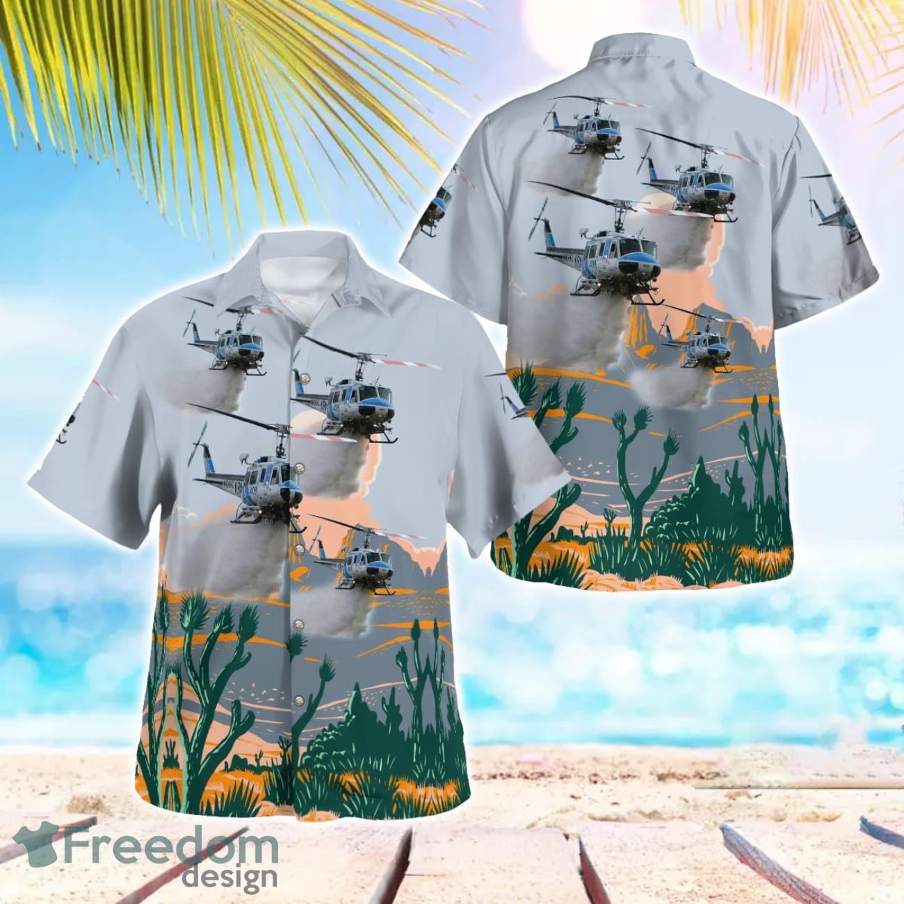 California Kern County Fire Department Bell 205 Hawaiian Shirt Button Summer Shirt image California Kern County Fire Department Bell 205 Hawaiian Shirt Button Summer Shirt Product Photo 1