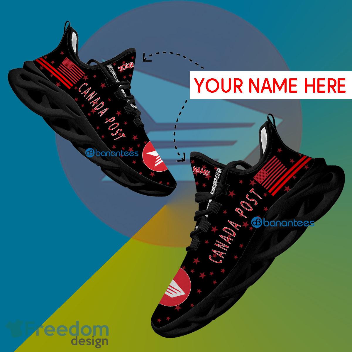 Canada Post Sport Sneaker Curate Custom Name Gift Max Soul Shoes USA Flag Star New For Fans image Canada Post Sport Sneaker Curate Custom Name Gift Max Soul Shoes USA Flag Star New For Fans - Canada Post Running Shoes New Trending Personalized Photo 1