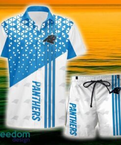 Carolina Panthers Triangle Abstract Pattern Hawaii Shirt and Shorts Summer For Beach Fans Carolina Panthers Triangle Abstract Pattern Hawaii Shirt and Shorts Summer For Beach Fans