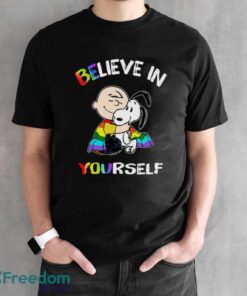 Charlie And Snoopy Believe In Yourself LGBT Pride T-Shirt - Black Unisex T-Shirt