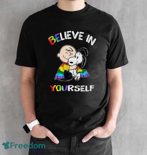 Charlie And Snoopy Believe In Yourself LGBT Pride T-Shirt - Black Unisex T-Shirt