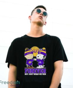 Charlie Brown punch Snoopy Los Angeles Lakers forever not just when we win logo 2024 shirt - G500 Gildan T-Shirt