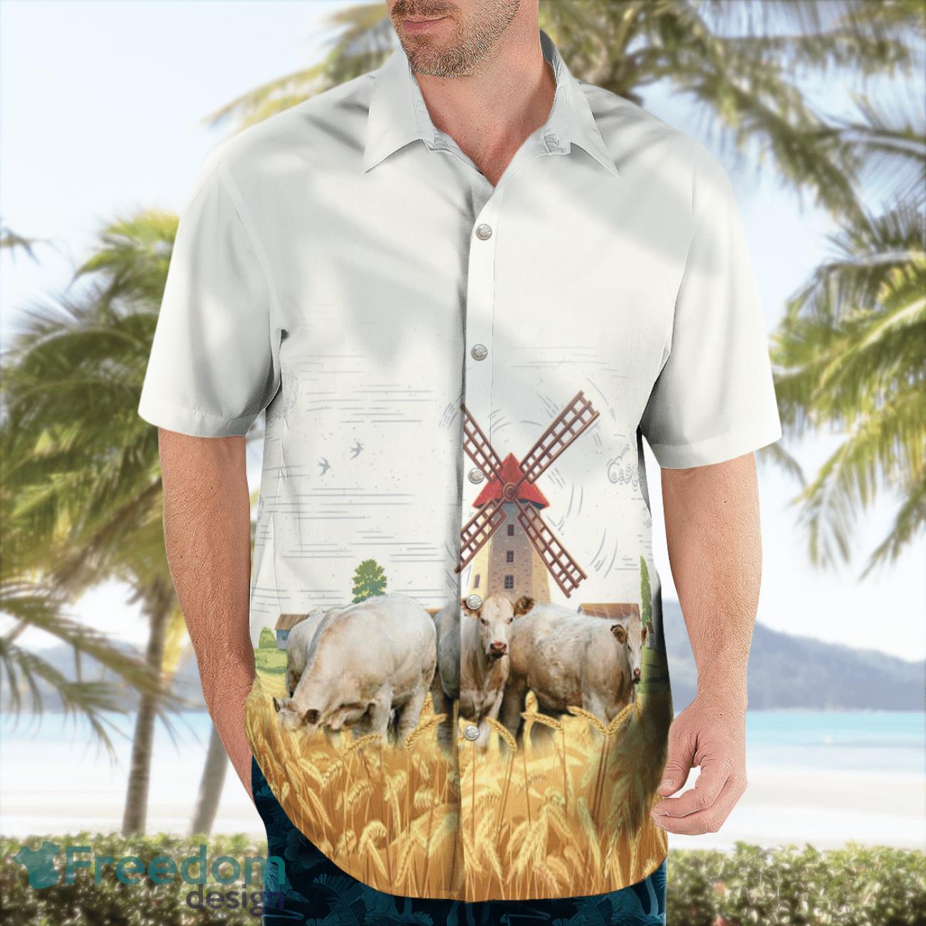 Charolais Cattle Aloha Hawaiian Shirt Charolais Cattle Aloha Hawaiian Shirt Product Photo 4