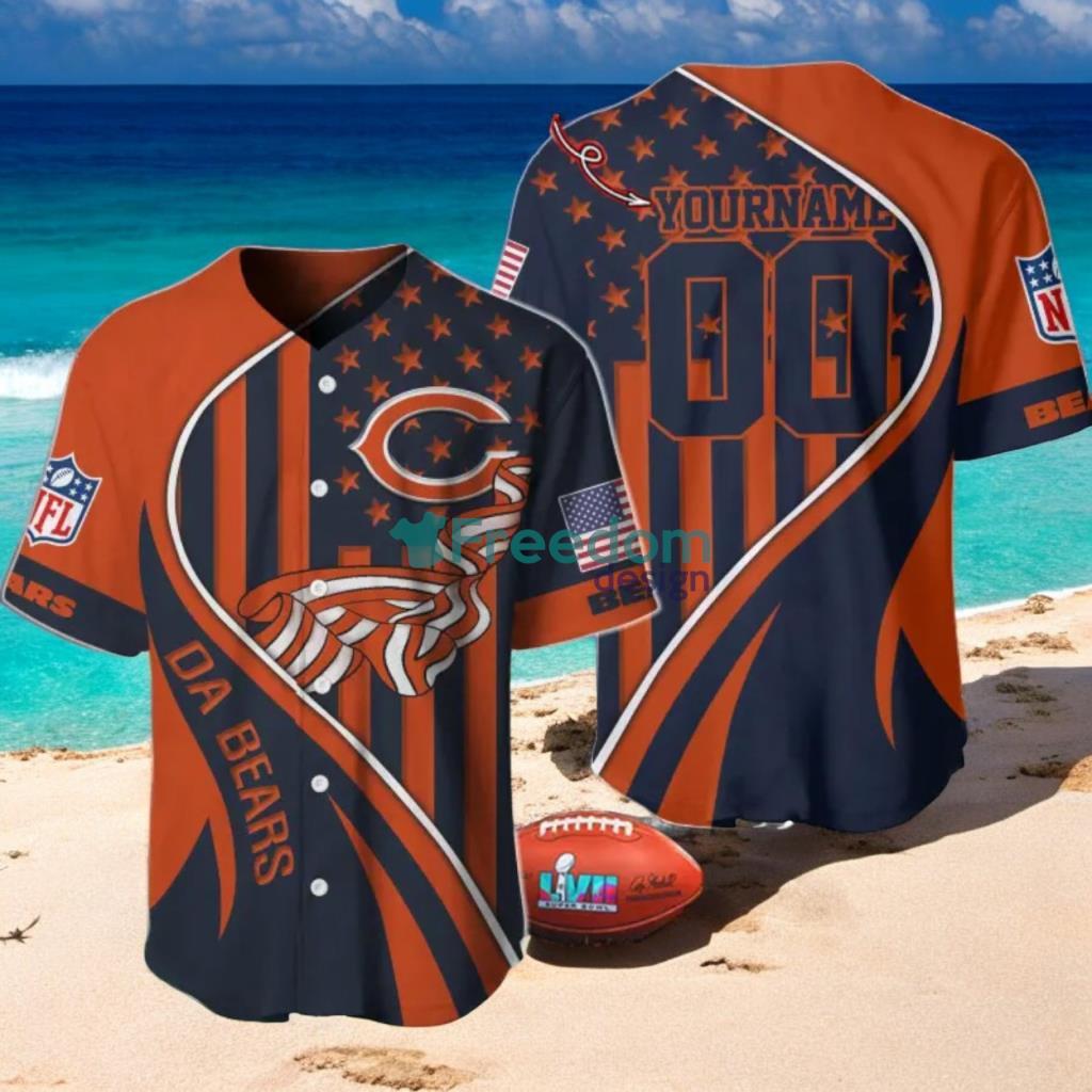 Chicago Bears Custom Name And Number Slogan Baseball Jersey Shirt image Chicago Bears Custom Name And Number Slogan Baseball Jersey Shirt Product Photo 1