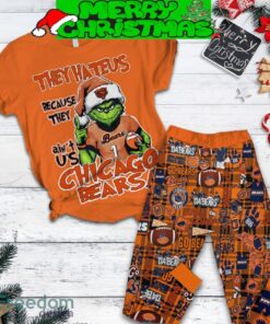 Chicago Bears Grinch They Hate Us Christmas Fleece Pajamas Set Full Print Christmas For Women