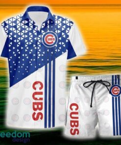 Chicago Cubs Triangle Abstract Pattern Hawaii Shirt and Shorts Summer For Beach Fans
