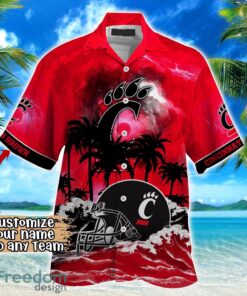 Cincinnati Bearcats NCAA Hawaiian Shirt Coconut Tree Waves Beach Hawaii Shirt Custom Name For Fans Product Photo 2