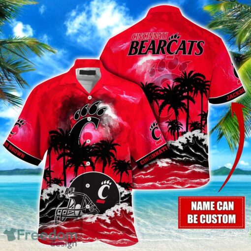 Cincinnati Bearcats NCAA Hawaiian Shirt Coconut Tree Waves Beach Hawaii Shirt Custom Name For Fans Product Photo 1