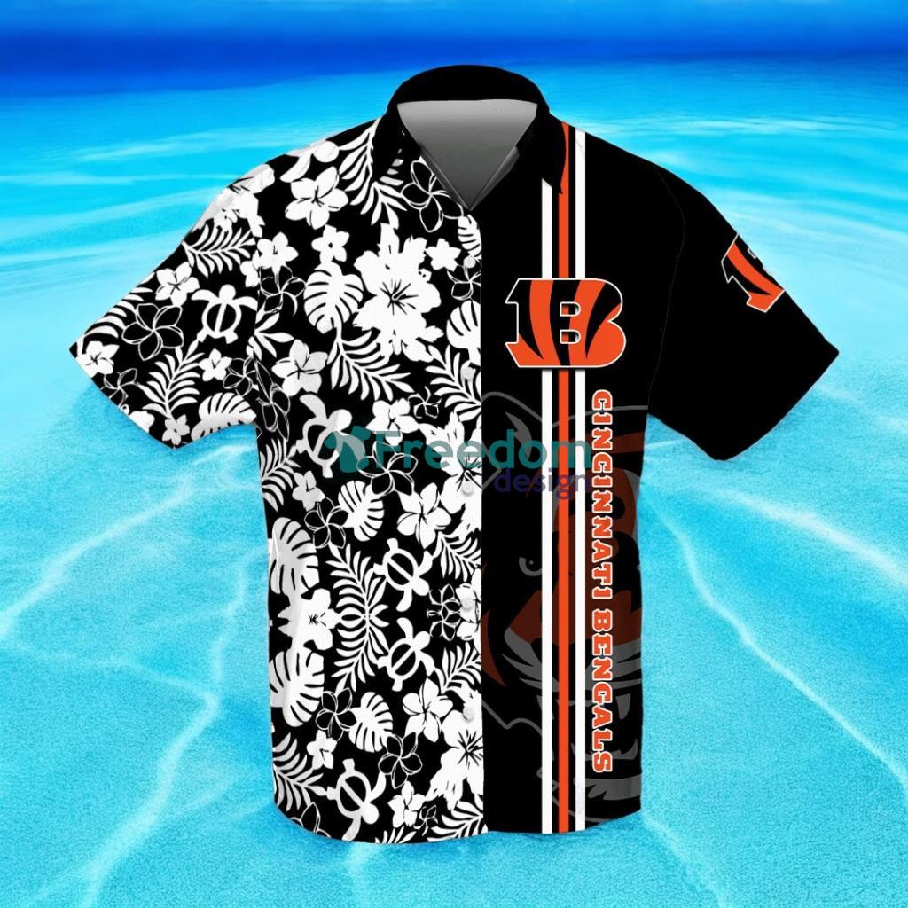 Cincinnati Bengals 3D Flower Hibiscus Hawaiian Shirt image Cincinnati Bengals 3D Flower Hibiscus Hawaiian Shirt Product Photo 1